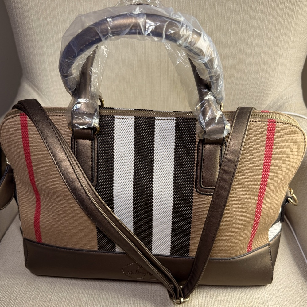 Canvas Plaid Shoulder-Tote 🇮🇹 Designer Handbags/Women’s Luxury Canvas/ Brand New